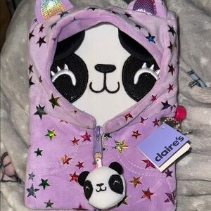 BNWT- Claire's padlock Purple Panda Plush Notebook-Penelope is her name Bonuses!